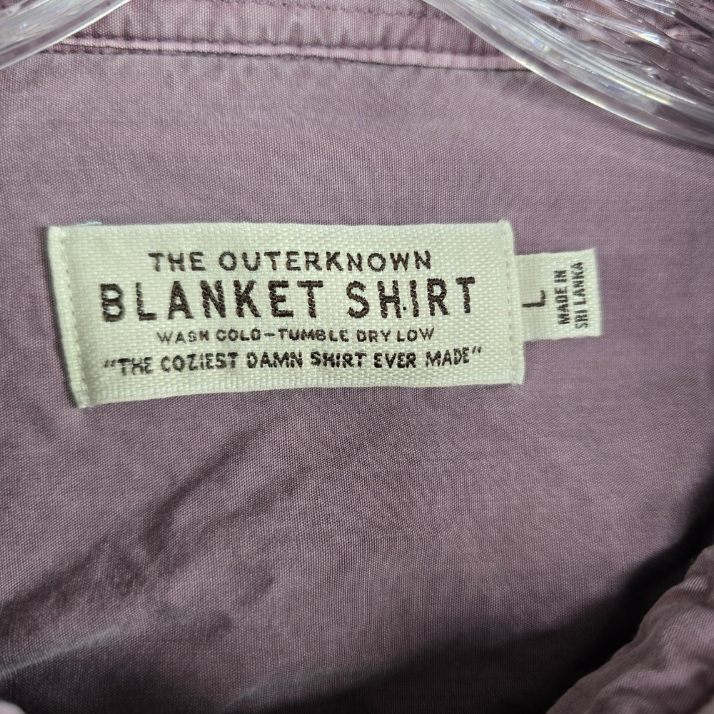 Outerknown Blanket Shirt Mens Large Purple Twill Long Sleeve Heavyweight Flannel - Picture 2 of 7